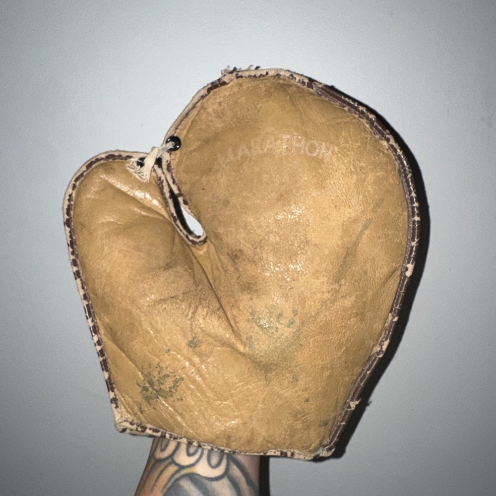 Vtg Marathon Goods Baseball Glove Catchers Mitt 1st Base Genuine Cow Hide 30/40s